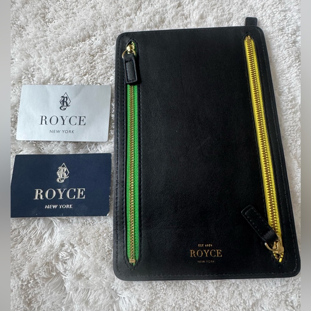 Royce NY Black Leather Travel Organizer RFID
